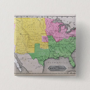 Badge Carré 5 Cm Carte des Etats-Unis