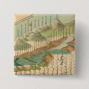 Badge Carré 5 Cm Carte des montagnes et des rivières