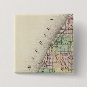 Badge Carré 5 Cm Carte du comté de Berrien, Michigan