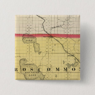 Badge Carré 5 Cm Carte du comté de Roscommon, Michigan