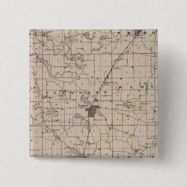 Badge Carré 5 Cm Carte du comté de Steuben Indiana (Devant)