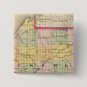 Badge Carré 5 Cm Carte du comté de Tuscola, Michigan