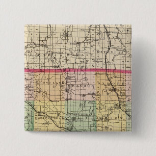 Badge Carré 5 Cm Carte du comté d'Oakland, Michigan
