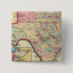 Badge Carré 5 Cm Carte Du Comté Du Texas