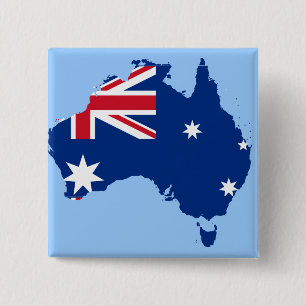 Badge Carré 5 Cm carte du drapeau australien