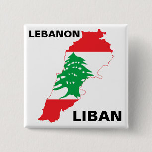 Badge Carré 5 Cm Carte du drapeau du Liban