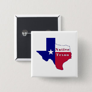 Badge Carré 5 Cm Carte du drapeau texan natif