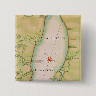 Badge Carré 5 Cm Carte du lac Ontario