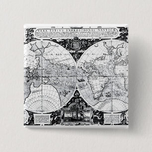 Badge Carré 5 Cm Carte du monde