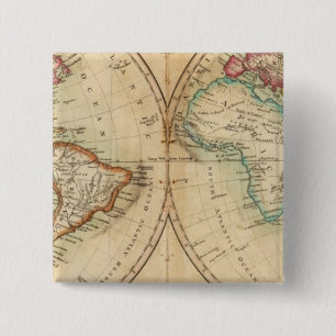 Badge Carré 5 Cm Carte du monde 3
