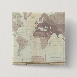 Badge Carré 5 Cm Carte du monde historique