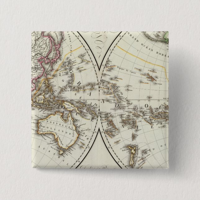 Badge Carré 5 Cm Carte du Paris Atlas (Devant)