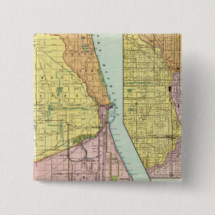 Badge Carré 5 Cm Carte du terminal ferroviaire de Chicago