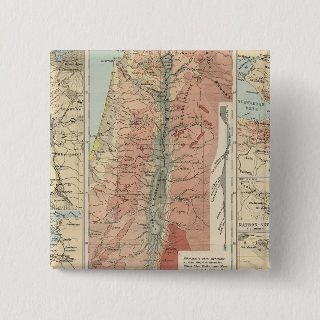 Badge Carré 5 Cm Carte du Tieflander Atlas (Devant)