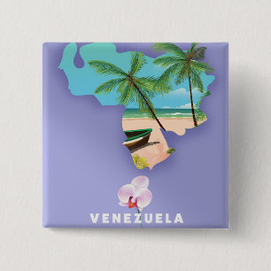 Badge Carré 5 Cm Carte du Venezuela