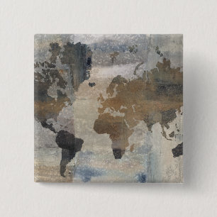 Badge Carré 5 Cm Carte en pierre grise du monde