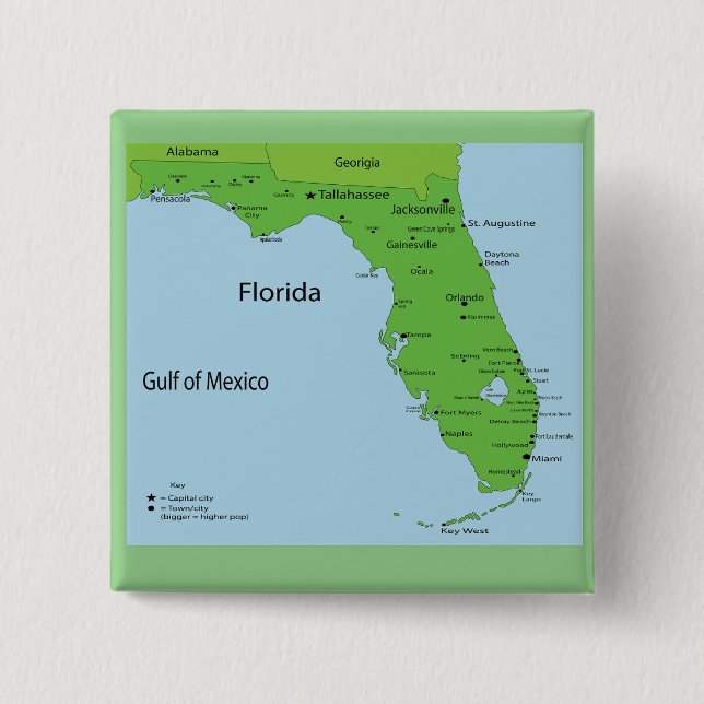 BADGE CARRÉ 5 CM CARTE FLORIDA USA (Devant)