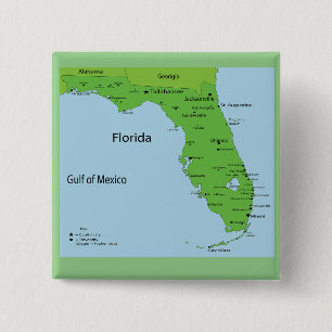 BADGE CARRÉ 5 CM CARTE FLORIDA USA