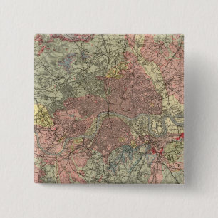 Badge Carré 5 Cm Carte géologique de Londres