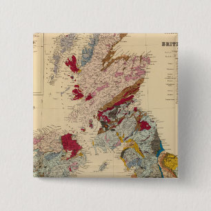 Badge Carré 5 Cm Carte géologique des îles britanniques