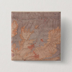 Badge Carré 5 Cm Carte géologique, partie nationale de Yellowstone,