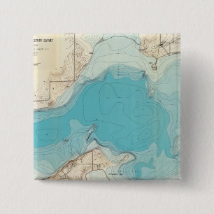 Badge Carré 5 Cm Carte hydrographique Lac Mendota