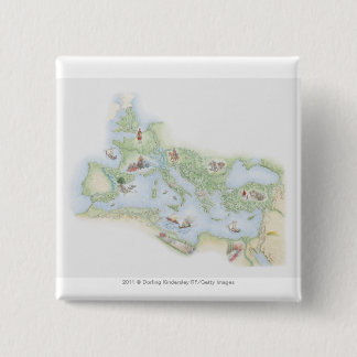 Badge Carré 5 Cm Carte illustrée de l'empire romain
