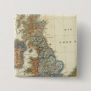 Badge Carré 5 Cm Carte linguistique des îles britanniques