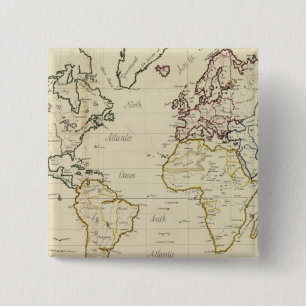 Badge Carré 5 Cm Carte mondiale