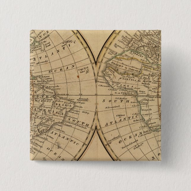 Badge Carré 5 Cm Carte mondiale 3 (Devant)