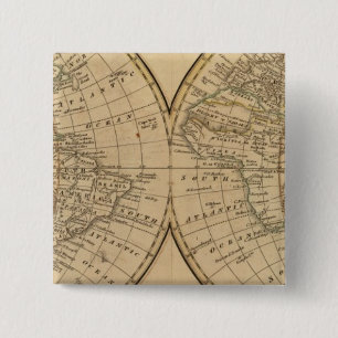 Badge Carré 5 Cm Carte mondiale 3