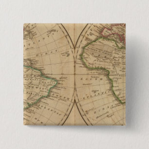 Badge Carré 5 Cm Carte mondiale 7