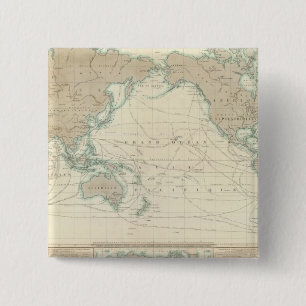 Badge Carré 5 Cm Carte mondiale des canaux de navigation