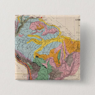 Badge Carré 5 Cm Carte physique de l'Amérique du Sud