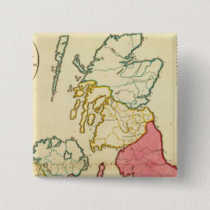 Badge Carré 5 Cm Carte plaine des îles britanniques