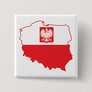 Badge Carré 5 Cm Carte Pologne En Polonais