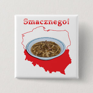 Badge Carré 5 Cm Carte polonaise de Czarnina Smacznego