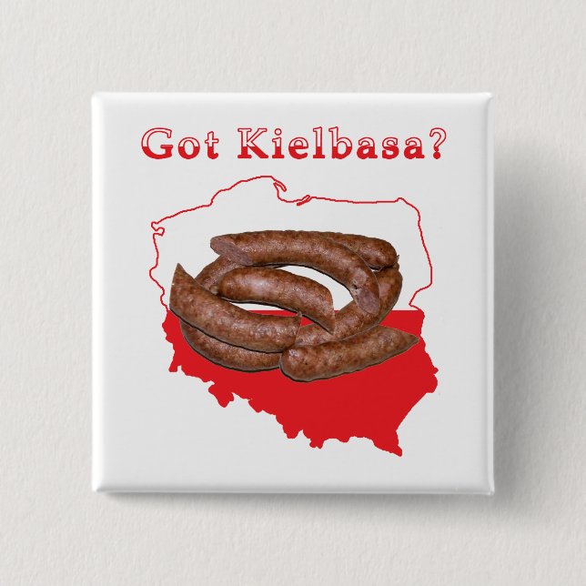 Badge Carré 5 Cm Carte Polonaise Kielbasa (Devant)