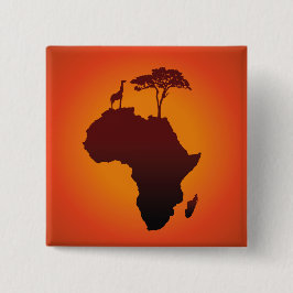 Badge Carré 5 Cm Carte Safari africaine - Bouton