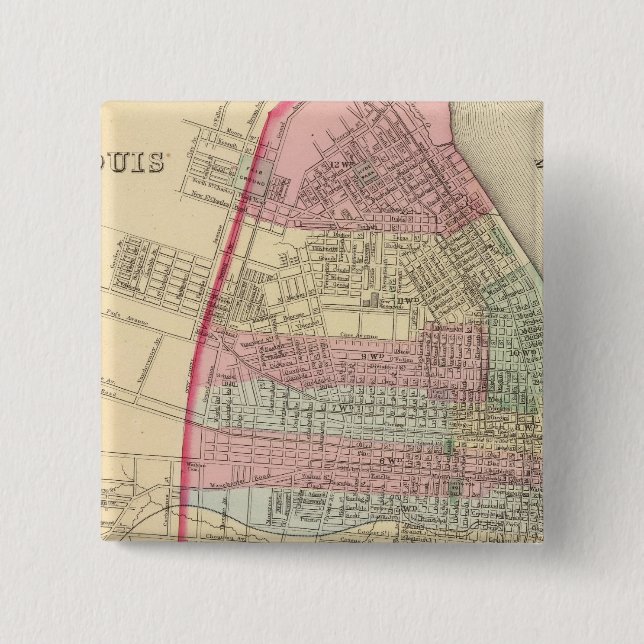 Badge Carré 5 Cm Carte Saint-Louis par Mitchell (Devant)