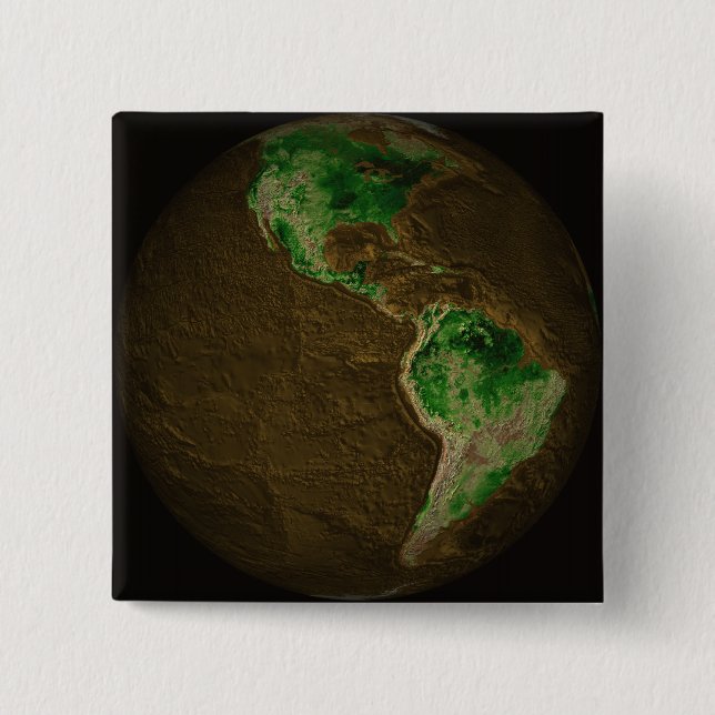 Badge Carré 5 Cm Carte topographique de la Terre (Devant)