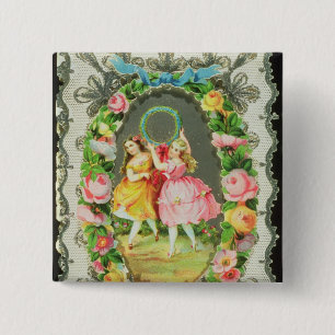 Badge Carré 5 Cm Carte victorienne de Valentine