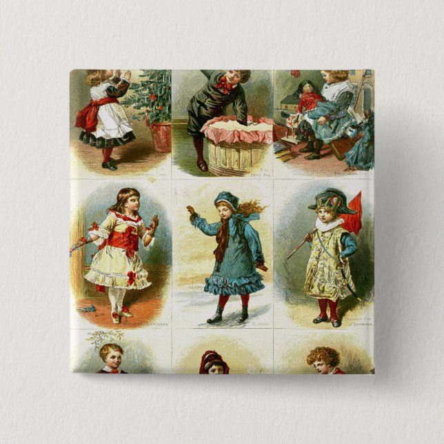 Badge Carré 5 Cm Cartes de Noël (Devant)