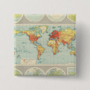 Badge Carré 5 Cm Cartographie du monde