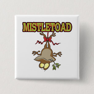 Badge Carré 5 Cm Carton de crapaud Mistletoad Mistletoe