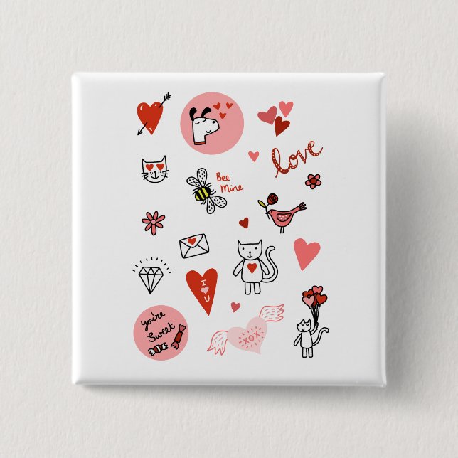 Badge Carré 5 Cm Carton mignon (Devant)