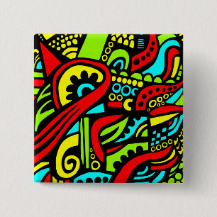 Badge Carré 5 Cm Cartoon Abstrait