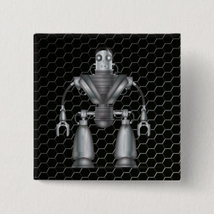 Badge Carré 5 Cm Cartoon robotique mécanique