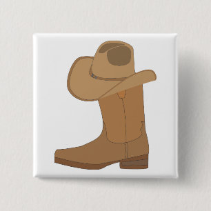 Badge Carré 5 Cm Casquette Cowboy et démarrage