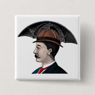 Badge Carré 5 Cm Casquette de parapluie - illustration vintage